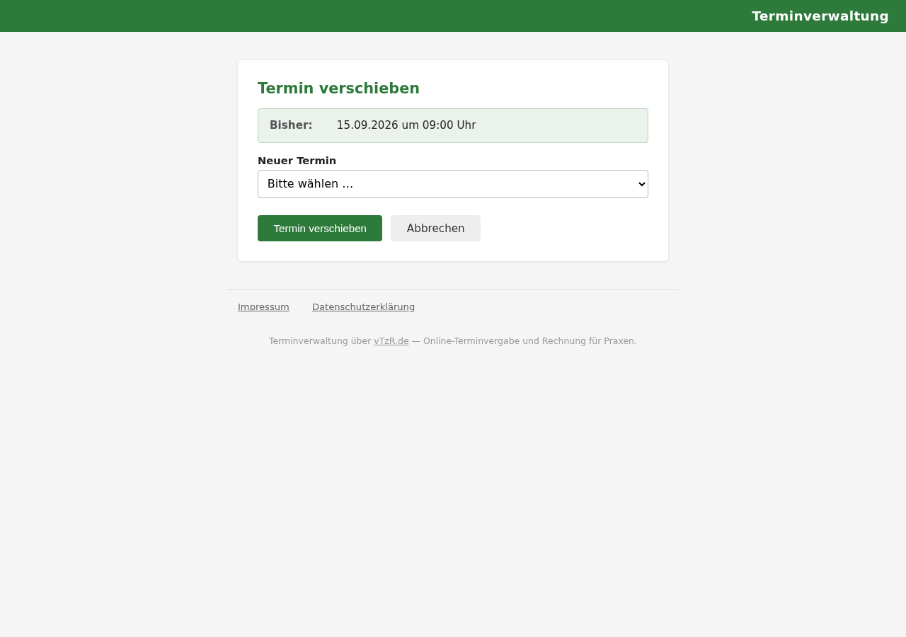 Auswahl eines neuen Termins durch den Kunden mit den tatsächlich freien Zeiten